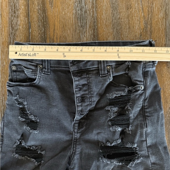 American Eagle Next Level Stretch Women’s Black Button Fly Denim Shorts Size 4 - Picture 4 of 8